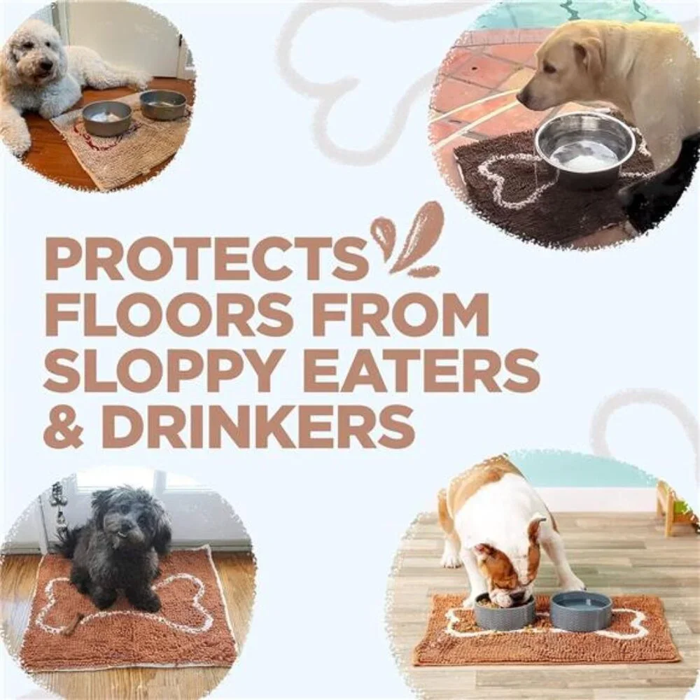 Soggy Doggy Slopmat, Ultra-Absorbent Dog Door Mat for Food and Water, Microfiber